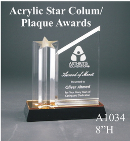 Custom Acrylic Star Column Plaque Award (8")
