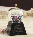 Custom Glass Georgia Peach Award w/ Vertical Clear Leaf, 3