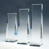 Custom Upright Standing Pillar Crystal Trophy - Large Size (Sandblasting), 2 3/4