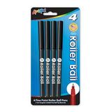 Custom 4 Pack Roller Ball Pens - Black - Made in the USA