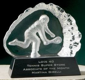 Custom Women's Tennis Glacier Sports Award on Genuine Marble Base (5")
