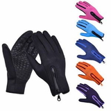 Custom Outdoor Sport Screen Touch Velvet Fabric Gloves With Zippers, 9 4/5