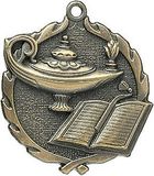 Custom Sculptured Lamp Of Knowledge Medal 1.75