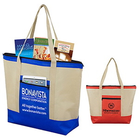 Custom 80Gsm Non-Woven Country Aire Zippered Tote Bag, 21" W X 16" H X 6" D