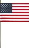 Custom Lightweight Cotton U.S. Mounted Flag w/ Wood Staff (12
