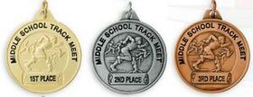 Custom Male Track Award Medal w/ School Team Name & Placement (1 1/2")