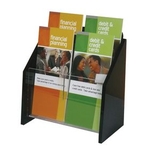 Custom 4-Pocket Wall Mount Literature Holder with Angled Black Sides, 9.25
