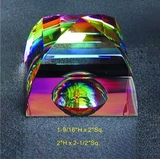 Custom Rainbow Mystic Pyramid w dome optical crystal award trophy., 1.5625