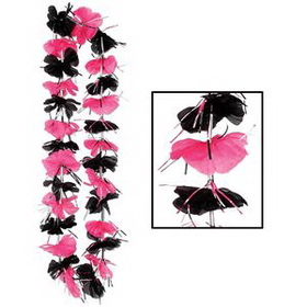 Custom Drama Queen Pink & Black Party Lei, 36" L