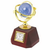 Custom Clock - Optical Crystal World Globe Clock, 3 7/8