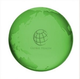 Custom Green Globe Crystal Paper Weight, 3