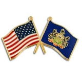 Blank Pennsylvania & Usa Crossed Flag Pin, 1 1/8