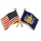 Blank Pennsylvania & Usa Crossed Flag Pin, 1 1/8" W, Price/piece