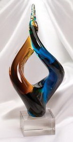 Custom Art Glass Sculpture, 12 1/2" H