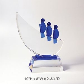 Custom Teamwark Crystal Award Trophy., 10" L x 8" W x 2.75" H