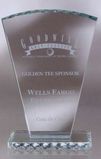 Custom Large Jade Glass Fan Award w/ Pearl Edge