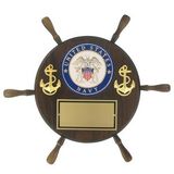 Custom Genuine Walnut U.S. Navy Ship Wheel Plaque w/4