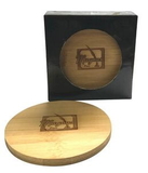 4 Piece Round Bamboo Coaster Gift Set