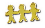 Blank Three People Holding Hands Lapel Pin