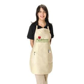 Custom Neutral Full Length Twill Bib Apron with Patch Pockets - 1 Color (22"x30")