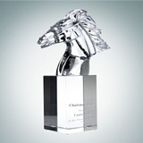 Custom Designer Collection Faming Horse Optical Crystal Award, 12 1/2