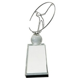 Custom Crystal Golf Award w/ Silver Metal Oval Figure (12