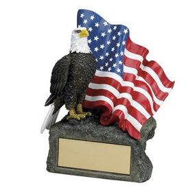 7 1/2" Flag & Eagle Resin Trophy & Base w/Engraving Plate