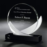 Custom Ebony & Frost Circle Optical Crystal Award, 6