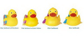 Custom Rubber Surfboard Duck, 3 1/2" L x 3 1/4" W x 3 1/2" H