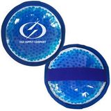 Custom Cloth Round Blue Hot/ Cold Pack with Gel Beads, 4 3/4