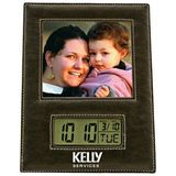 Custom Leather Photo Frame with LCD Clock