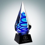 Custom Art Glass Blue Ocean Spiral Award, 9 7/8