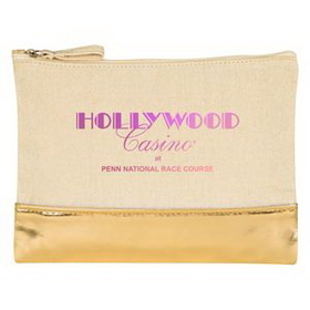 Custom 12 Oz. Cotton Cosmetic Bag With Metallic Accent, 8 1/2" W x 6 1/4" H
