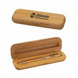 Custom Bamboo Case w/Pen Gift Set, Pen Set, 6.75