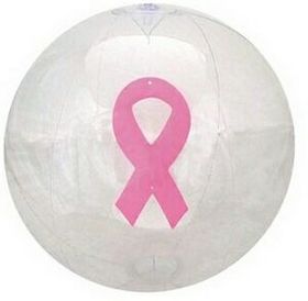 Custom 16" Inflatable Clear Beach Ball w/ Pink Ribbon Insert