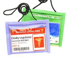 Custom Non-Woven Small Economy 4"x3" Neck wallet w/ adjustable cord