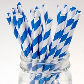 Paper Straws BLANK- 7.70" x .25" Biodegradable Dark Blue
