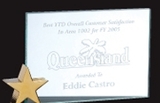 Custom Jade Glass Achievement Award - w/ Brass Star - Large, 6