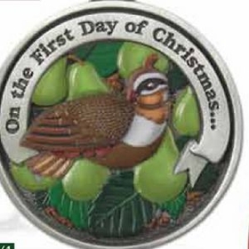 Custom Twelve Days Of Christmas Gallery Print Mini Ornament (Day 1 - A Partridge In A Pear Tree), 1.875" Diameter