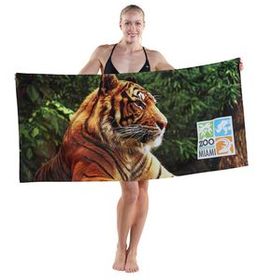 Custom 28" x 58", 12 lb., Terry Velour, Sublimated, Digitally Printed Beach Towel
