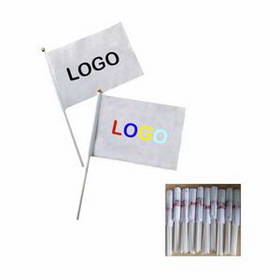 Custom Polyester White Stick Flag, 8" L x 5 1/2" W x 12" H