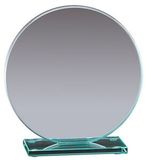 Blank Premium Jade Glass Circle Award Mounted on Glass Base (5 1/2
