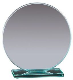 Blank Premium Jade Glass Circle Award Mounted on Glass Base (5 1/2"x8 1/4")