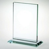 Custom Small Jade Glass Vertical Plaque w/ Base Award (5