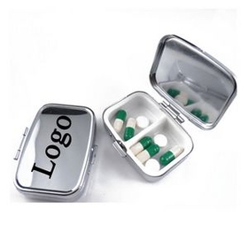 Custom Portable Square Pill Box Metal Medicine Box, 2.2"" L x 1.6"" W x 0.5"" H