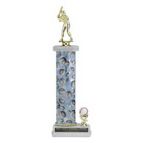 Custom Single Column Baseball Trophy w/Figure & Sport Trim (17")