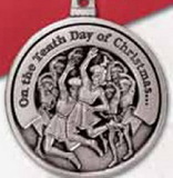 Custom Twelve Days Of Christmas Full Size Ornament (Day 10 - Ten Lords-A-Leaping), 2.25