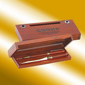 Custom Rosewood Dual-Pen Box, 7" L x 3" W x 7/8" H