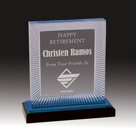 Custom Blue Carved Rectangle Impress Acrylic Award (6 3/4")
