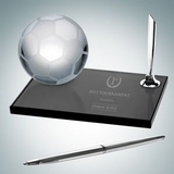 Custom Soccer Ball Pen Set w/Molten Glass & Smoke Glass, 2 7/8